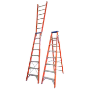 INDALEX 2.4m-4.4m Industrial Fibreglass 150KG Pro Series Dual Purpose Ladder