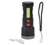 LED Flashlight with COB Sidelight USB Charging Ultra Bright Flashlight Portable Eletric Torch for Outdoor