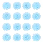16 Pcs Ribbon Peony, 2 Inch Peony Artificial Fabric Flowers, Light Blue