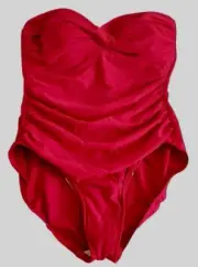 Miraclesuit Barcelona Red Swimsuit One Piece Womens Sz 16