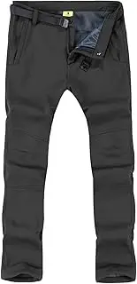 TBMPOY Men's Snow Ski Hiking Pants Waterproof Fleece Lined Pants Outdoor Mountain Softshell with Belt