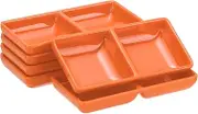 sourcing map 6Pcs MF Square Dipping Bowls, Small Orange Side Dish Bowls with 2 Compartment Divided Seasoning Plate Soy Dishes for Condiment Desserts Home BBQ Party Picnic Restaurant