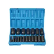 19 PC 1/2"DR 12 POINT DEEP LENGTH FRACTIONAL SET GRE1719D Brand New!