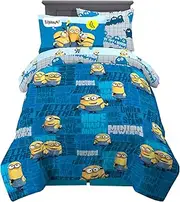 Franco Kids Bedding Soft Comforter and Sheet Set with Sham, 5 Piece Twin Size, Minions
