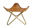Leather Tripod Camping Stool–Openable Iron Frame leather Footrest stool PL2-339