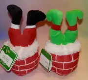 HOLIDAY TIME SANTA OR ELF PLUSH SQUEAKER TOYS ** 2 STYLES YOU PICK ** NEW