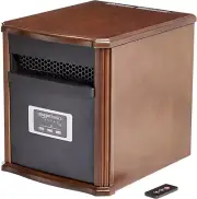 Compact Remote-Controlled Space Heater in Classic Wood - Adjustable Temp 65-85°F