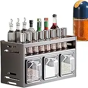 Season Rack | Wall Mount Seasoning Condiment Organizer,Multifunctional Bathroom Shelves Seasoning Storage, Large Capacity Seasoning Stand for Kitchen Wall Cabinet