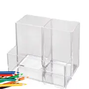 Acrylic Pen Holder 4 Compartments Marker Holder for Desk Clear Acrylic