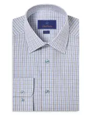 David Donahue Trim Fit Twill Texture Check Dress Shirt 15 34/35