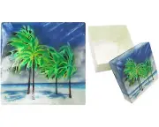 Capiz Shell Trinket Box, 3", Palm Trees