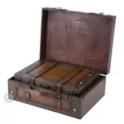 Vintiquewise(TM Old Style Suitcase/Decorative Box with Straps, Set of 2