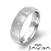 Mens Eternity Matt Polish Ring Round Diamond Wedding Band 18k White Gold 0.25Ctw
