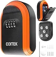 COITEK Magnetic Key Holder with Lock, Magnetic Key Box with Combination Lock, Orange