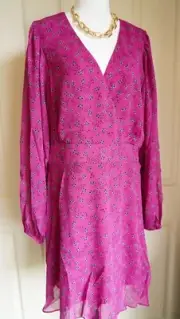 City Chic Dress Plus Size 24 / XXL Jenna Pink Floral Mini Party Races Wrap
