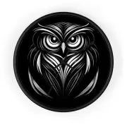 Home Decor Wall Clock Elegant Art Deco Black Owl Illustration Dark Gothic Classy