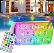 WhAeoy Pool Lights, Submersible LED Lights,Changing Multicolor Underwater Pool Lights, with Remote, with Magnets And Glue,for Above Ground Pools, Party, Fountain,1pcs