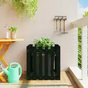 Wooden Garden Planter with Fence Design 60cm Square Solid Pine Outdoor Decor