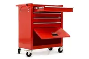 BULLET Pro 4 Drawer Tool Box Cabinet Trolley Storage, 1-Door Toolbox Garage Organiser Set, Red