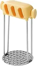 Hellery Food Masher for Potatoes, Garlic Crusher and Ricer for Cooking Beans and Avocado, Yellow, as described