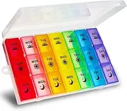 Pill Organiser, Large Tablet Organiser, Weekly Pill Box 7 Day 3 Times a Day, Medication Organizer, Medicine Storage Box with Dust-Proof Container for Fish Oil/Vitamin.