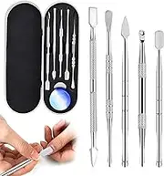 Bansusu Wax Carving Tools Sculpting Tools Clay Tools Dab Tool Stainless Steel Set with Metal Case for Jewellery, Sculpting, Modeling, Scraping Mini 5 Pcs (Silver)