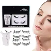 Magnetic Eyelashes - 2 Pair Reusable Fake Eye Lash With Tweezers - Gorgeous Wispy Faux Las-hes, 3D Natural Look False Eyelashes, Soft Lashes, Cluster Lashes, Adhesive
