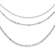Sterling Silver Rhodium-Plated Beaded Layered With 2In .Ext Necklace