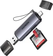 USB C + USB 3.0 SD Card Reader – Type C OTG Adapter for iPhone, Galaxy, MacBook