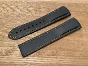 20 22mm For OMEGA Seamaster Planet Ocean Watch Rubber Canvas Strap Black Orange