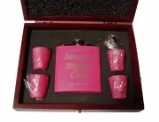 Mom's Sippy Cup Pink 6 oz Stainless Steel Flask w opt presentation box