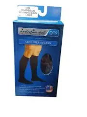 QCS Men's Medical Socks Leg Wear Firm Compression Large Size Black Color 1 Pair