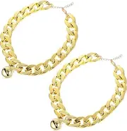 HYTROVE Dog Chain Collar Set Pet Gold Necklace Bell Puppy Harness Collar for Medium Dogs