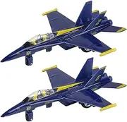 ArtCreativity Diecast F-18 Blue Angel Jets with Pullback Mechanism, Set of 2, Die Cast Metal Jet Plane Fighter Toys for Boys, Air Force Military Cake Decorations, Aviation Party Favors