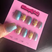 Cat Eye Firework Press-On Nails - Handcrafted High-End Short Gel Nails for Fall/Winter