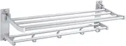 Bedroom Space Saving Towel Rack Foldable Stand Easy Install Bathroom Kitchen Rustproof Double Layer Stable Daily Wall Mounted Towel bar