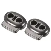 Cord Lock Stopper End 10Pcs, Plastic Double Hole Stopper Spring Metal Black