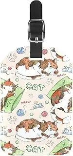 [WOSHJIUK] Luggage Tags,2 Pack Labels Suitcase Tags,Watercolor Cats Animal,Luggage Tags Privacy Protection Travel Bag Tag