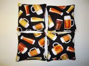 4 Cornhole Bean Bag Set Printed Black Beer Mugs