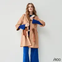 在飛比找momo購物網優惠-【iROO】卡其毛料斗篷外套