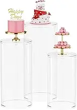 Wokceer 3Pcs Large Round Cylinder Tables for Parties, Pedestal Stand Display Plinth Pillars for Wedding Birthday Party Art Decor, 35.4",29.5",23.6" H