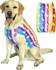 PriPre 2 Pack Rainbow Unicorn+Colorful Butterfly Cute Prints Dog Vest T-Shirt for Large Dog (L,UnicornButterfly)