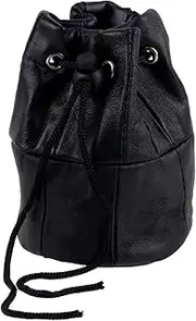 [Oakridge Leather] Drawstring Coin Pouch - Black, Black, One Size, Coin Pouch