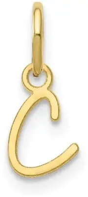 10K Yellow Gold Upper case Letter C Initial Charm
