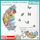 Removable Wall Decal Stickers Colourful Floral Feathers Butterfly Wall Decor New