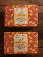 (2x Big Sz 7 oz) Crabtree & Evelyn Oatmeal & Wheatgerm Triple Milled Soap Bar