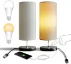 GLUROO Set of 2 USB Touch Sensor Bedside Table Lamp