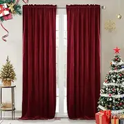 [StangH] Luxury Red Velvet Curtains - Extra Long 108-inch Heat & Light Reducing Thick Heavy Duty Velvet Drapes with Rod Pocket for Large Window/French Door/Christmas, 52 x 108 inches, 2 Pieces