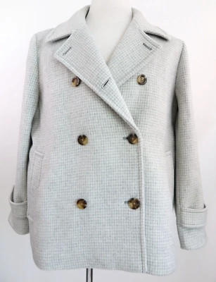 NEW! Ann Taylor Gray Houndstooth Shorter Wool Blend Peacoat Size XL $208.00