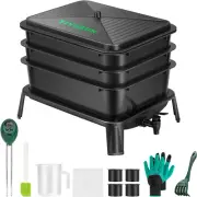3-Layer Worm Compost Bin 30L Worm Composter Easy Setup Inclusive Worm Farm